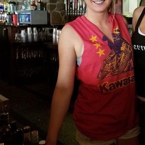 Red Custom Torn Kawasaki Shirt